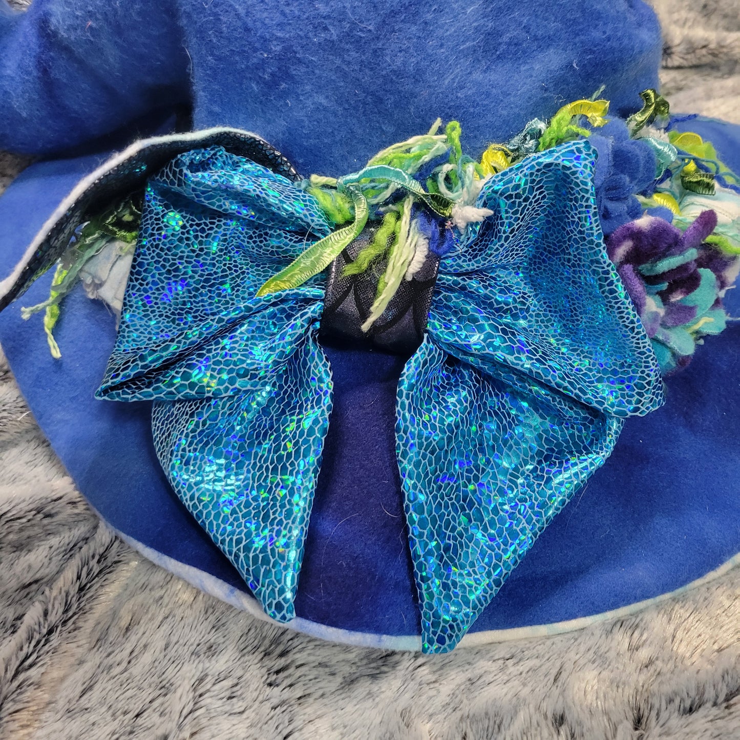 Blue Sea Witch Hat with soft sculpted elements. Hat head area measures approx 7-7.5in