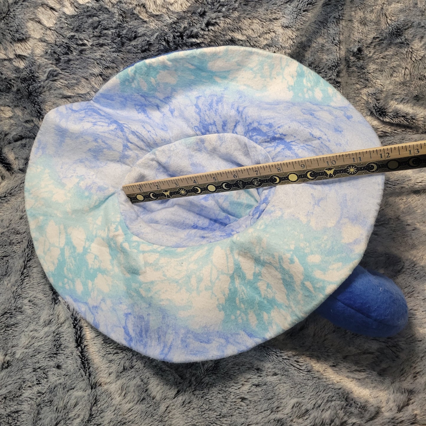 Blue Sea Witch Hat with soft sculpted elements. Hat head area measures approx 7-7.5in