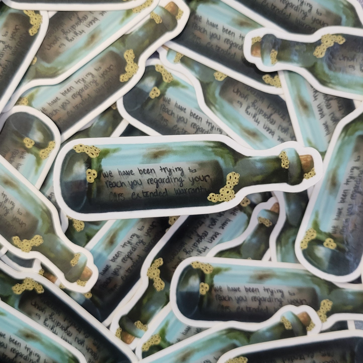 We've Been Trying to Reach you Regarding your Cars Extended Warranty Message in a Bottle Sticker