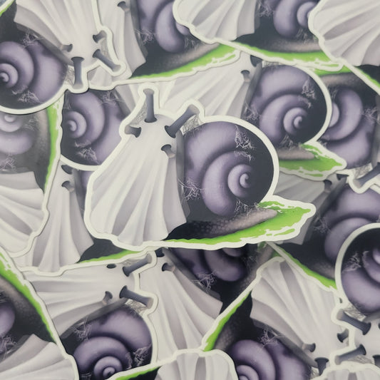 Snail Dressed as a Sheet Ghost Sticker
