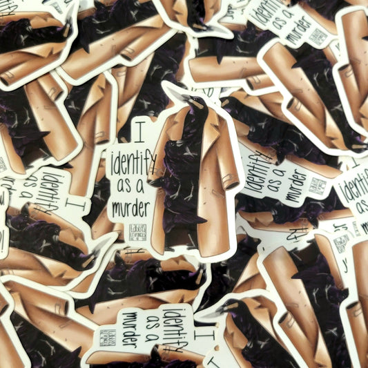 I Identify as a Murder (3 crows in a trench coat) Sticker